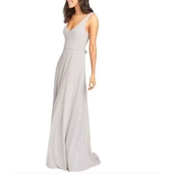 Show Me Your Mumu Jenn Maxi Dress Dove Grey Chiffon Sz Medium Bridal Bridesmaid - Picture 1 of 9